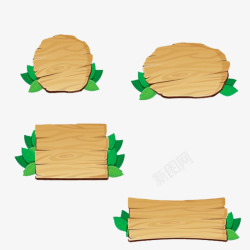 木桩绿叶背景木头绿叶指示牌图高清图片