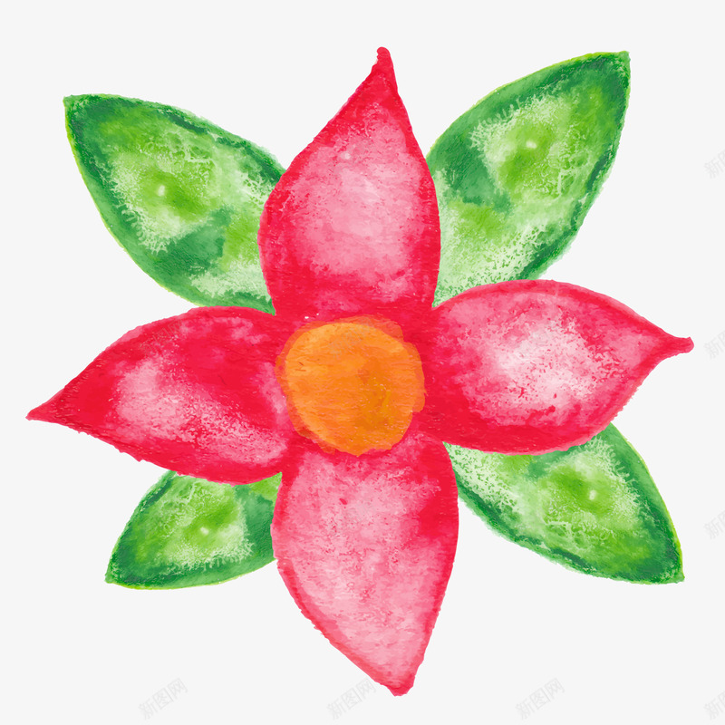 盛开的娇艳水彩花png免抠素材_新图网 https://ixintu.com 娇艳 水彩 盛开 红色 绿色 花 鲜艳