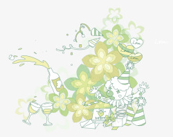 熟练酒杯花朵素材