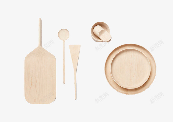 木头餐具png免抠素材_新图网 https://ixintu.com 厨房用品 木勺 木盘 餐具