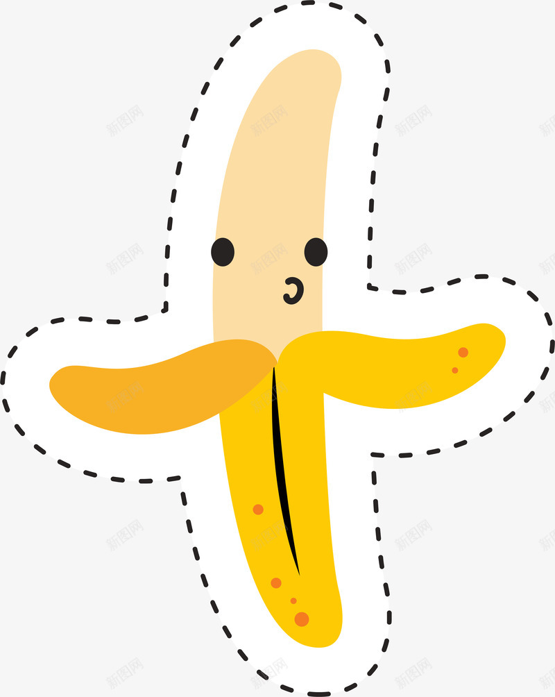 卡通香蕉趣味贴纸png免抠素材_新图网 https://ixintu.com 儿童 卡通 可爱 搞笑香蕉 有趣 矢量标签 趣味贴纸 香蕉 香蕉人