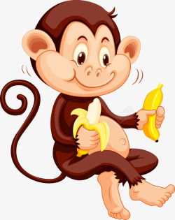 立体香蕉可爱卡通猴子吃香蕉立体高清图片