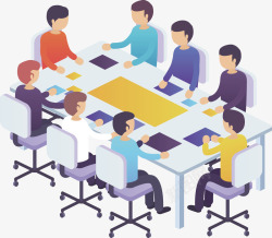 开会商讨的人围在桌子上开会的人矢量图高清图片
