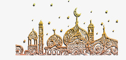 金色浮雕花伊斯兰教素材