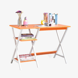 储物架橘色办公桌高清图片