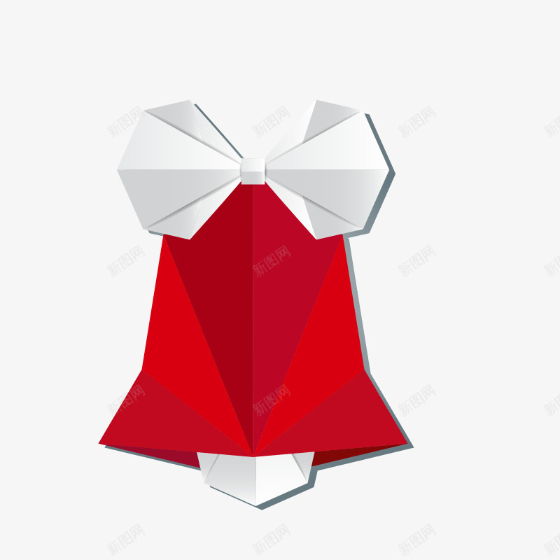 折纸铃铛png免抠素材_新图网 https://ixintu.com 圣诞折纸风格装饰 红白折纸风格装饰 红白装饰物