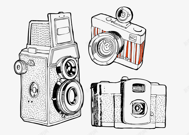 镂空线条数码照相机png免抠素材_新图网 https://ixintu.com 手绘摄像机 摄像机 摄相机 数码照相机 电子产品