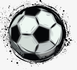 水彩世界杯手绘创意黑色足球图高清图片
