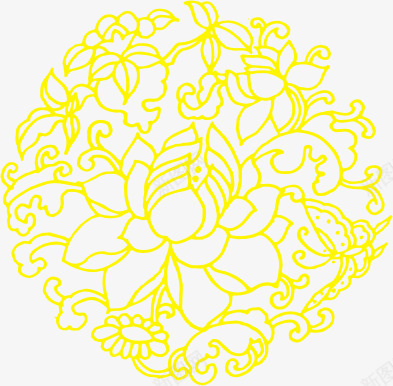 精美花纹png免抠素材_新图网 https://ixintu.com 花纹 装饰图案 镂空 黄