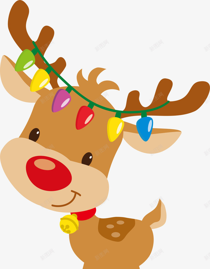 褐色卡通彩灯麋鹿png免抠素材_新图网 https://ixintu.com Christmas Merry 可爱麋鹿 圣诞快乐 圣诞节 褐色麋鹿 霓虹灯