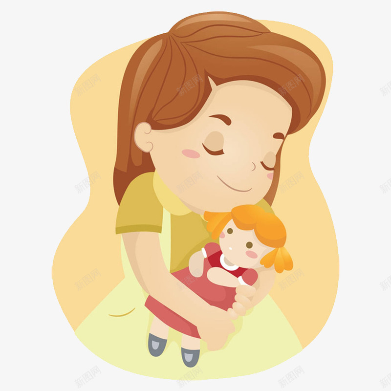 母亲抱着孩子png免抠素材_新图网 https://ixintu.com 卡通人物 妈妈的天使 小天使 暖心 母亲抱着孩子 温暖