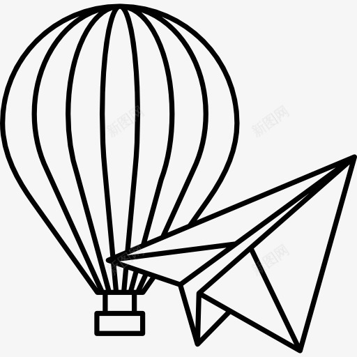 热气球和纸飞机图标png_新图网 https://ixintu.com 折纸 气球 热气球 纸飞机 运输