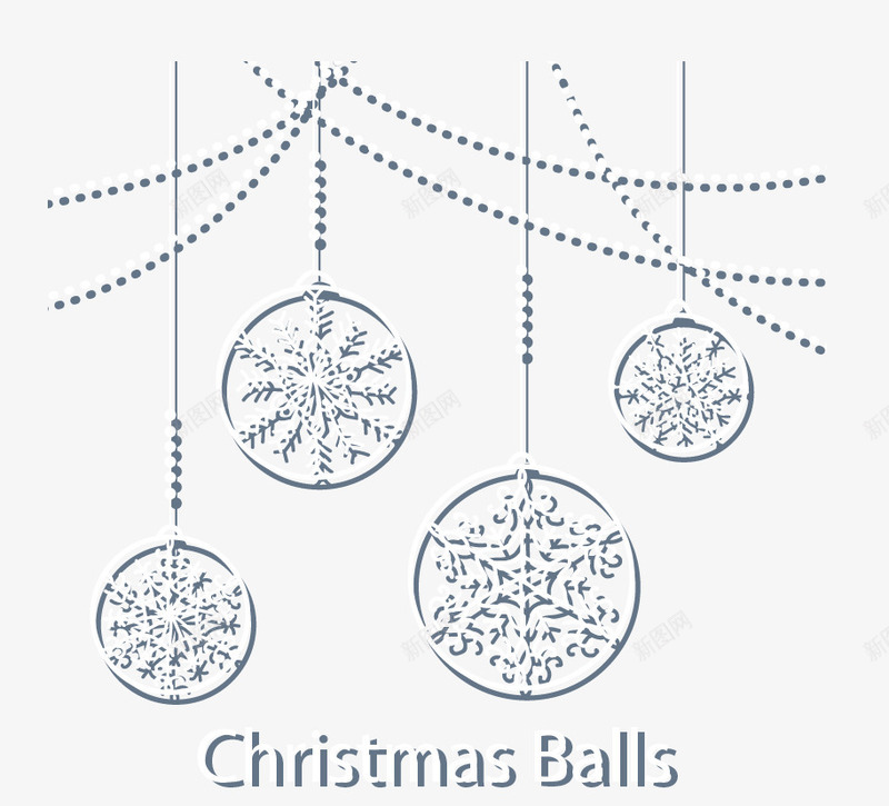 梦幻圣诞节矢量图ai免抠素材_新图网 https://ixintu.com 免扣png 免扣png素材 免费png素材 白色圣诞球 节日装饰 镂空圣诞球 矢量图
