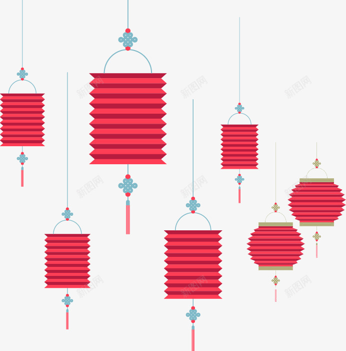 装饰纸灯psd免抠素材_新图网 https://ixintu.com 矩形 红色 纸灯折纸 装饰