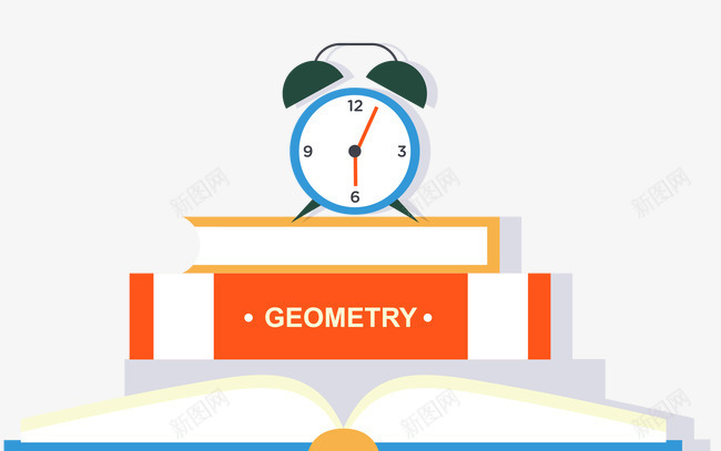 书籍闹钟png免抠素材_新图网 https://ixintu.com 书籍 卡通 学习 开学 文具 闹钟