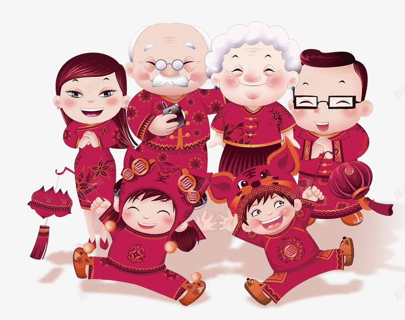 红色卡通家庭装饰图案png免抠素材_新图网 https://ixintu.com 免抠PNG 卡通 家庭 红色 装饰图案