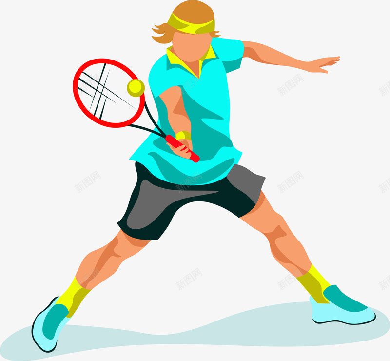 打网球的体育运动员png免抠素材_新图网 https://ixintu.com 体育运动 健身 卡通 矢量人物 网球 运动员 锻炼