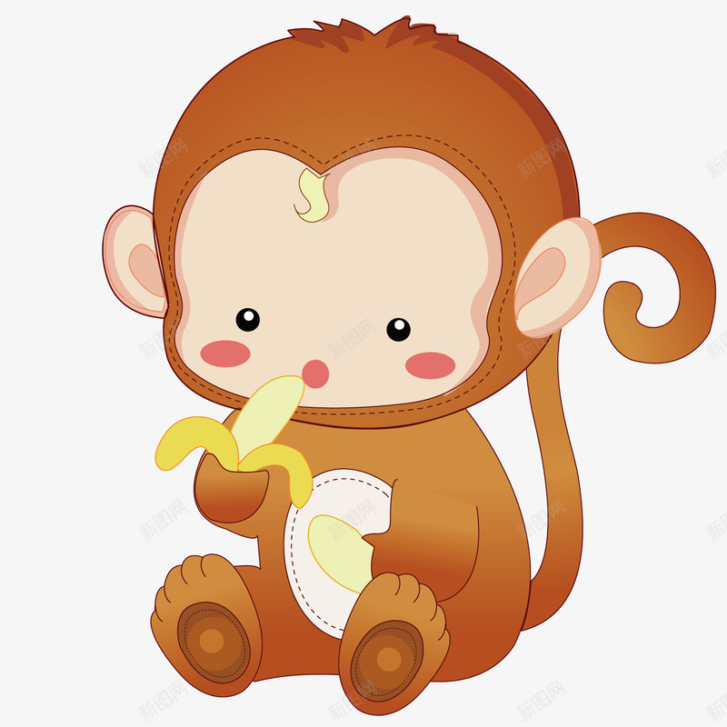 吃香蕉的小猴png免抠素材_新图网 https://ixintu.com 猴子 猴脸 香蕉