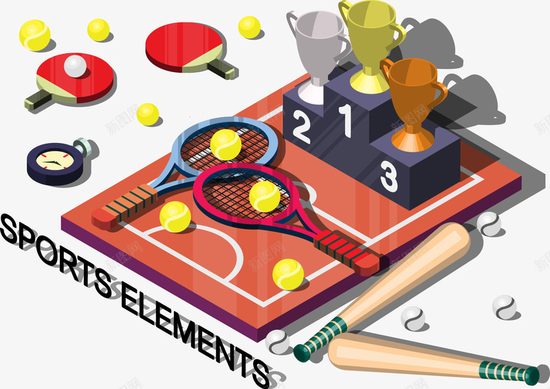 装饰体育设备和乒乓球网球棒球png免抠素材_新图网 https://ixintu.com 体育设施 装饰 运动项目