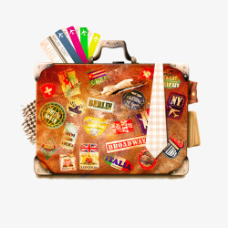 环游世界旅游创意行李箱高清图片