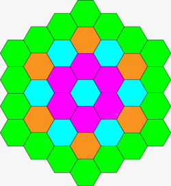 颜色可调六边形块状分布矢量图高清图片