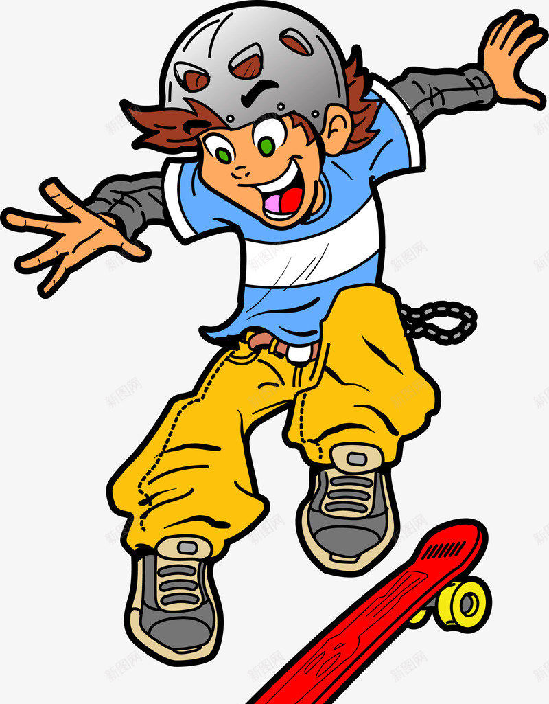 卡通滑板青少年png免抠素材_新图网 https://ixintu.com 人物 体育 儿童 卡通 卡通风格滑板儿童人物 插画 滑板 玩耍 矢量素材 青少年