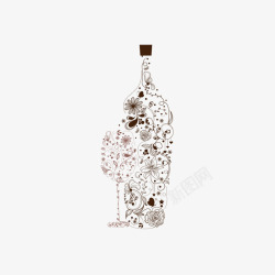 花纹酒瓶和酒杯矢量图素材