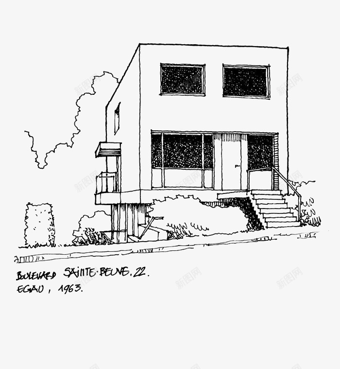 建筑线稿png免抠素材_新图网 https://ixintu.com 建筑 手绘 线描 线稿 速写