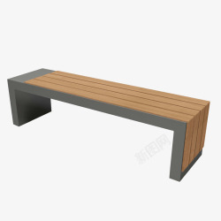 长款木头材质公共座椅素材