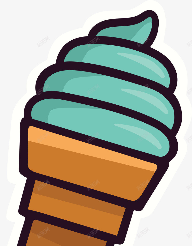 卡通冰淇淋贴纸png免抠素材_新图网 https://ixintu.com 儿童 冰淇淋 卡通贴纸 可爱 甜筒 矢量图案