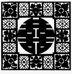 中国风双喜传统文化艺术镂空剪纸素材