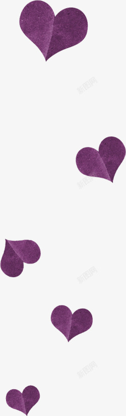 紫色折纸爱心漂浮素材