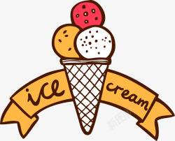 饼干线描手绘冰淇淋甜品标签高清图片