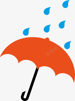橘色雨伞雨滴雨伞高清图片