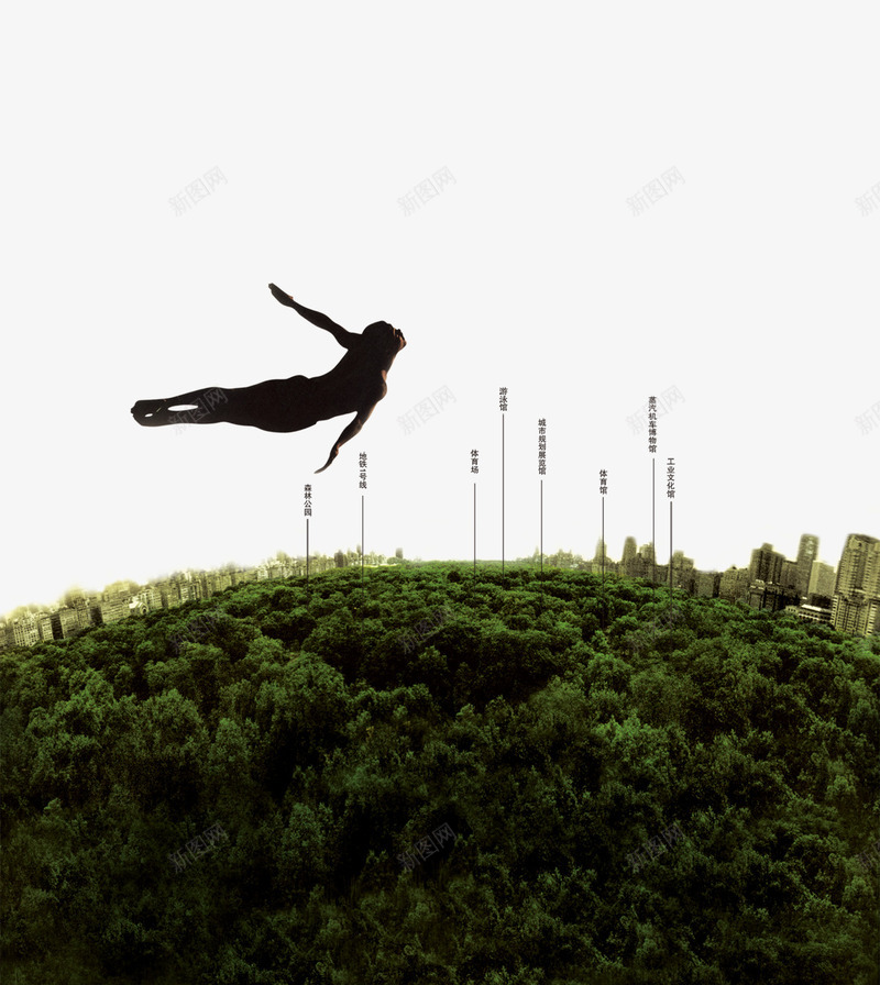 跳跃的人png免抠素材_新图网 https://ixintu.com 人物 剪影 建筑 房地产 海报装饰 绿色城市
