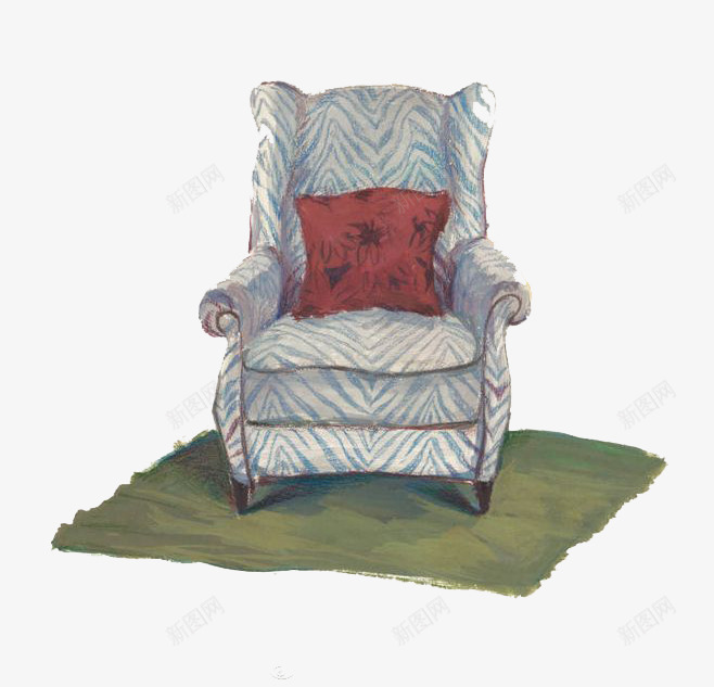 卡通沙发png免抠素材_新图网 https://ixintu.com 卡通 地毯 家具 手绘 抱枕 水彩 沙发 装饰