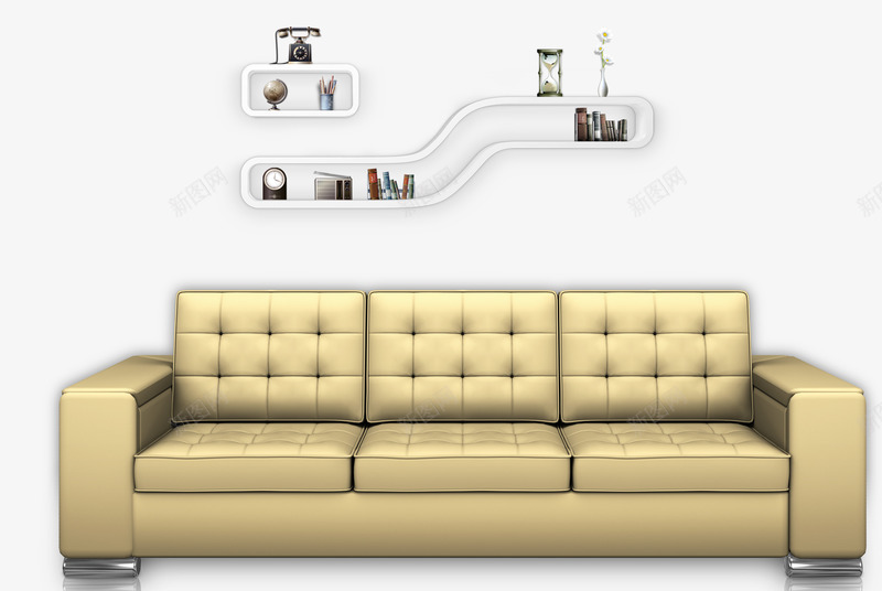 沙发元素psd免抠素材_新图网 https://ixintu.com 台阶子 沙发 米色