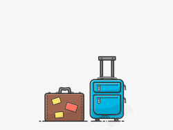 彩色手提箱手绘行李箱高清图片