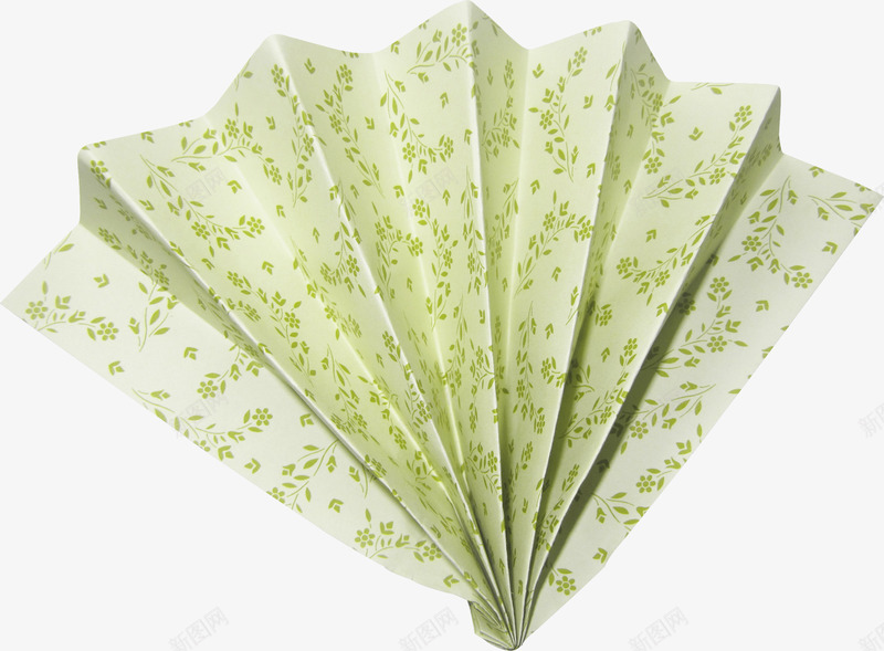 绿色花纹折纸扇png免抠素材_新图网 https://ixintu.com 折纸扇 绿色折纸扇 花纹折纸扇