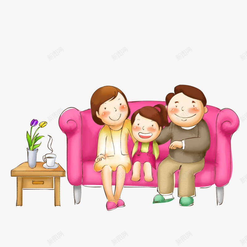 有爱的一家人png免抠素材_新图网 https://ixintu.com 卡通一家人 幸福的一家人 手绘的