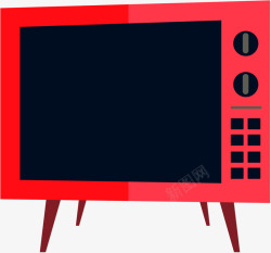 创意电视机卡通手绘图案红色电视机高清图片