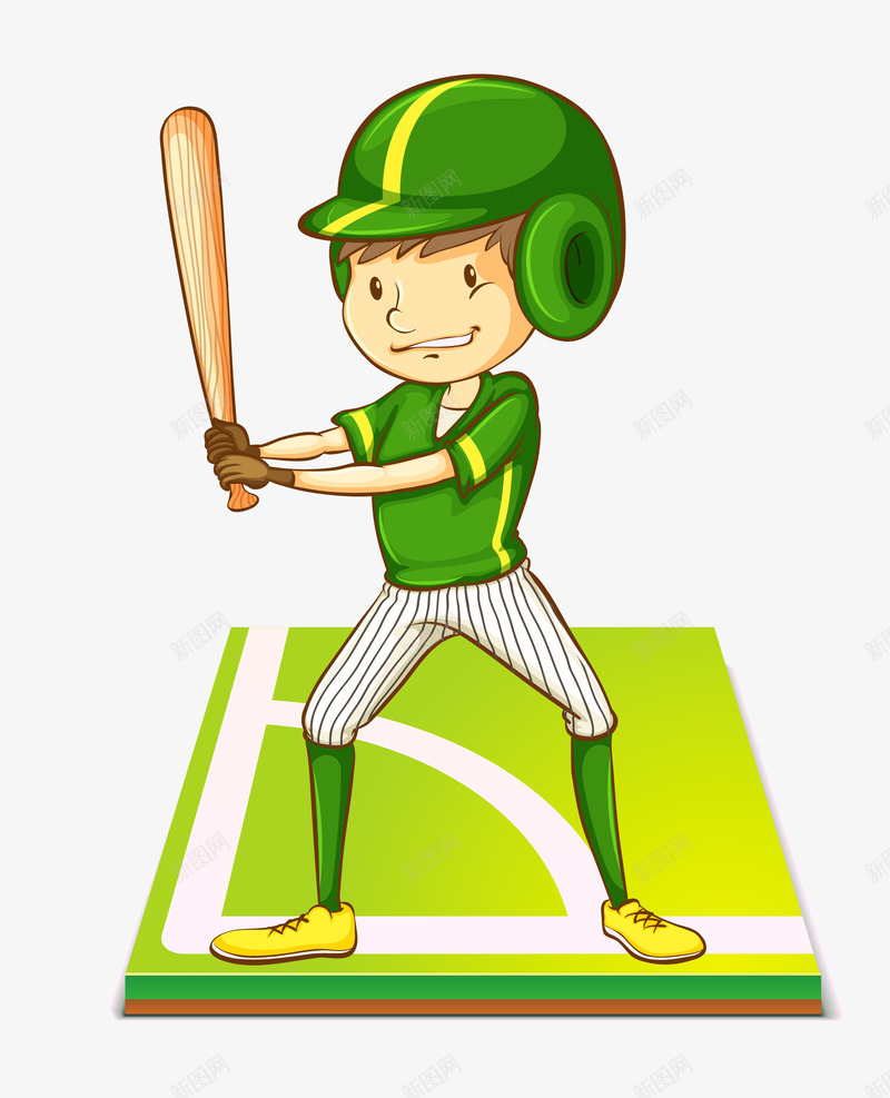 绿色卡通手绘校园棒球赛矢量图图标eps_新图网 https://ixintu.com 卡通手绘 图案图标 学校运动会 学校运动员 学生运动 手绘棒球棒 校园运动会 矢量图