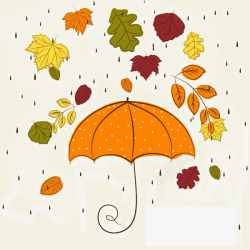 橘色雨伞可爱卡通雨伞背景高清图片