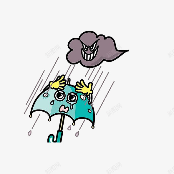 线描的绘画png免抠素材_新图网 https://ixintu.com 下雨 乌云 卡通 雨伞 雨夜