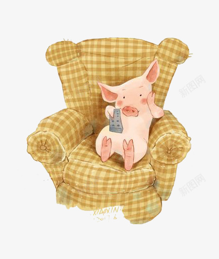 水彩小猪png免抠素材_新图网 https://ixintu.com 动物 卡通 小猪 手绘 水彩 沙发 粉色 装饰