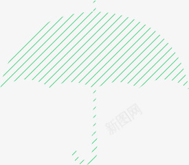 绿色线条雨伞png免抠素材_新图网 https://ixintu.com 线条 绿色 雨伞