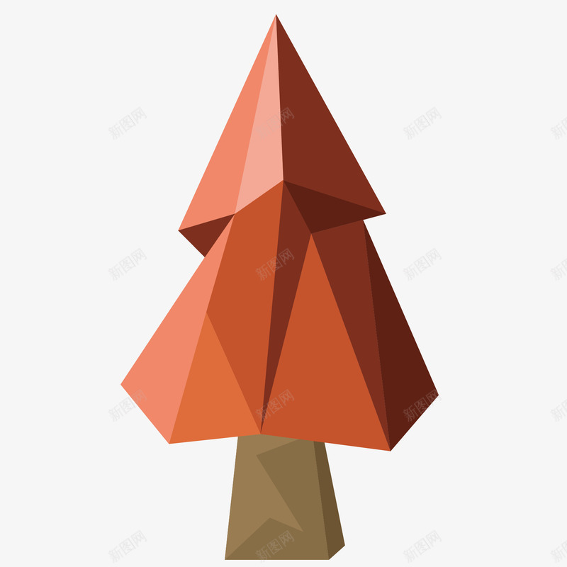 创意多边形树矢量图eps免抠素材_新图网 https://ixintu.com 三角形 创意 多边形 树 树木 棕色 长方形 矢量图