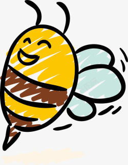 黄色微笑手绘蜜蜂素材