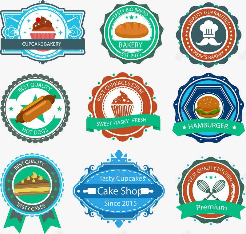 汉堡标图标png_新图网 https://ixintu.com 汉堡包图标 甜品标签 美味食品 食物图标