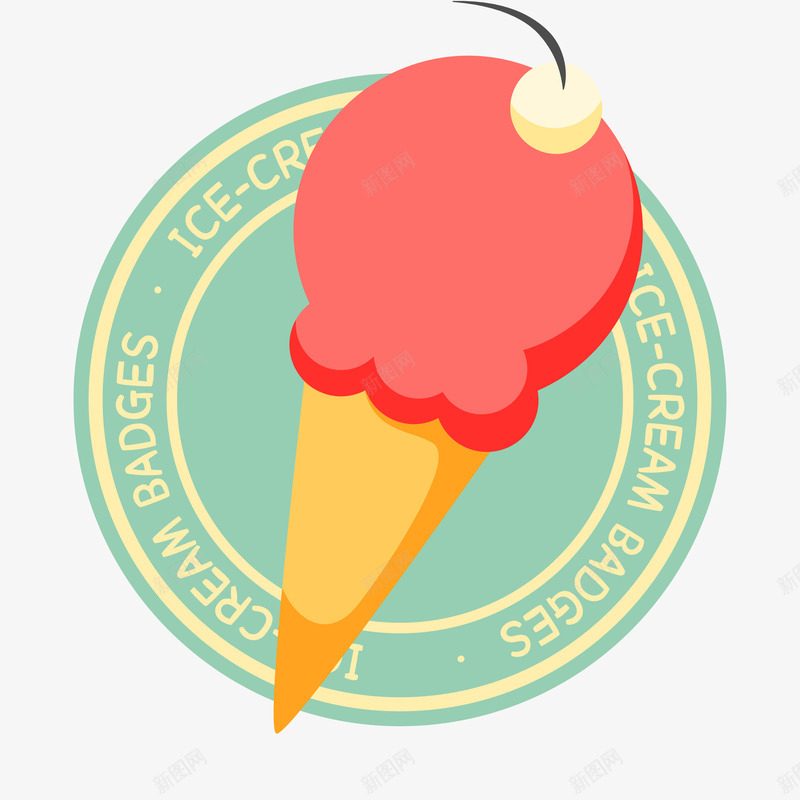 甜筒冰淇淋标签png免抠素材_新图网 https://ixintu.com 冰淇淋 卡通 可爱 复古 甜品 甜筒 矢量标签